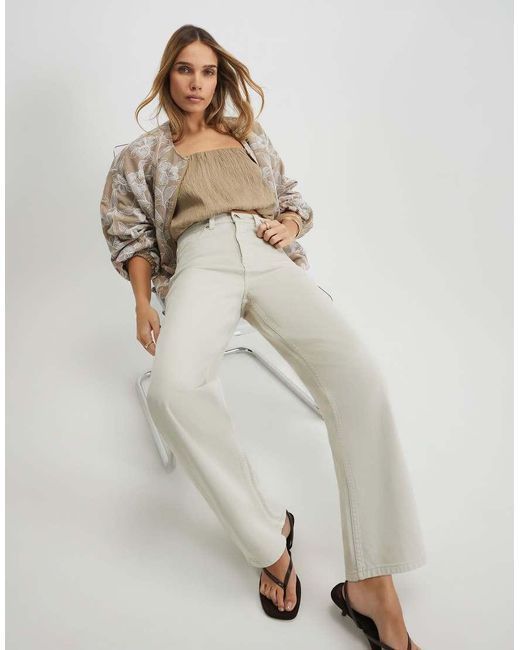 River Island White Straight Leg Cropped Jeans