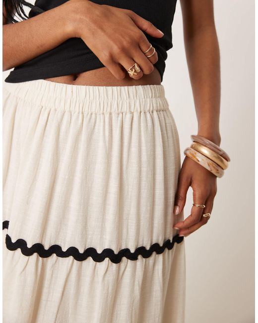 Vila Natural Scallop Trim Cotton Maxi Skirt