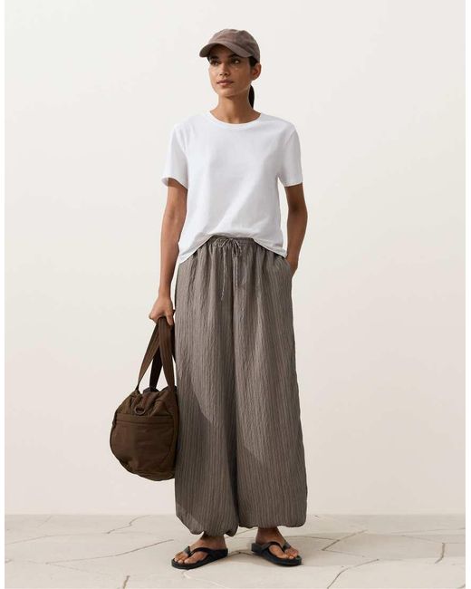 Oysho Natural Maxi Striped Bloomer Trousers