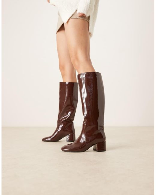 ASOS Natural Cookie Round Toe Pull On Knee Boots