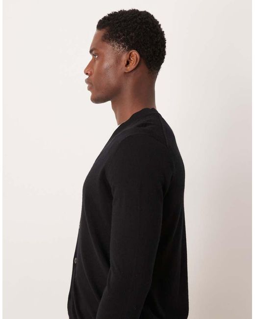 Mango Black 100% Wool Lightweight Knitted Cardigan for men