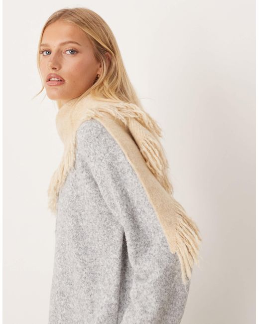 ASOS Natural Large Triangle Scarf With Tassel Fringe