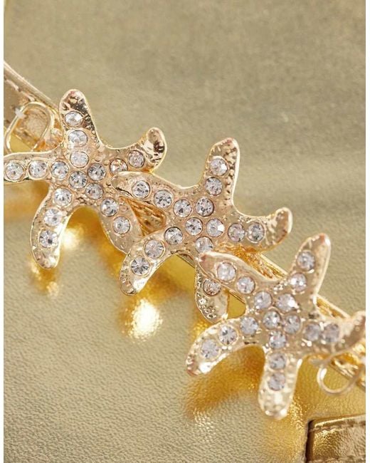 Public Desire Metallic Elina Strappy Flat Sandals With Sea Shells