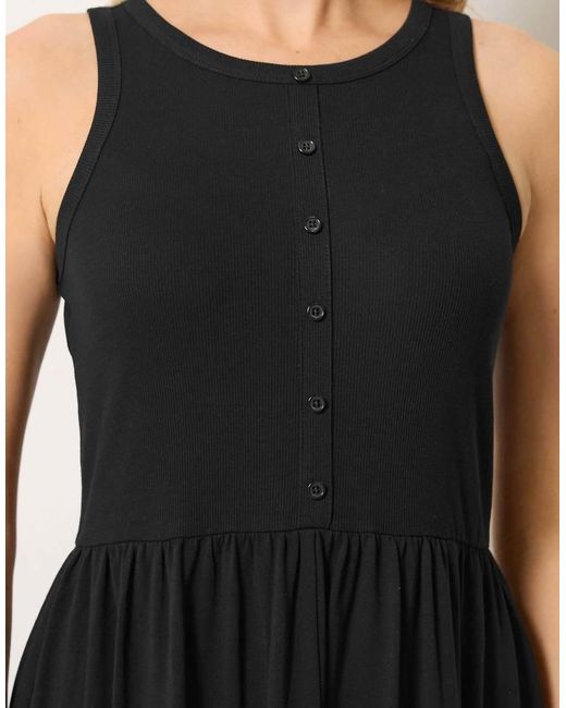 Long Tall Sally Black Button Detail Cotton Maxi Dress