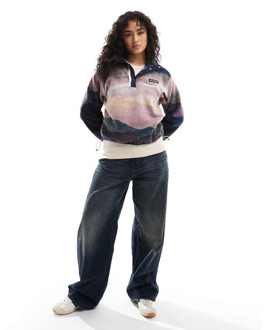 Polar Corto Azul Universitario Y Azul Dolomitas Con Estampado Y Media Tapeta De Botones De Presión Helvetia Ii De Columbia de color Gray