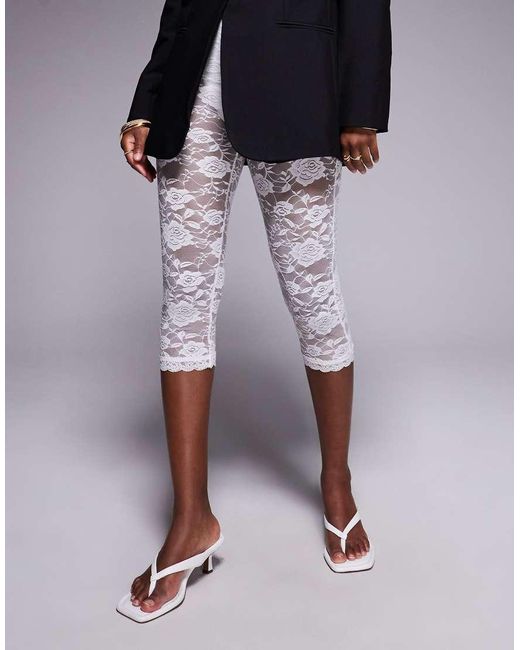 River Island White Lace Capris