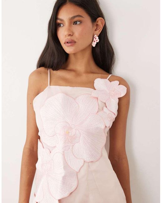 JW PEI Pink Orchid Applique Tailored Cami Mini Dress