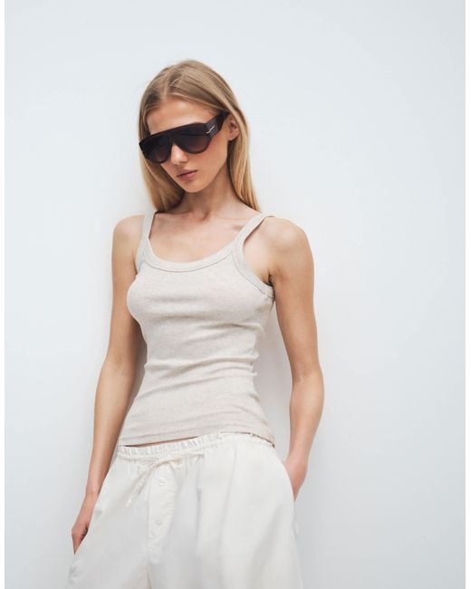 Gina Tricot Gray Basic Rib Singlet