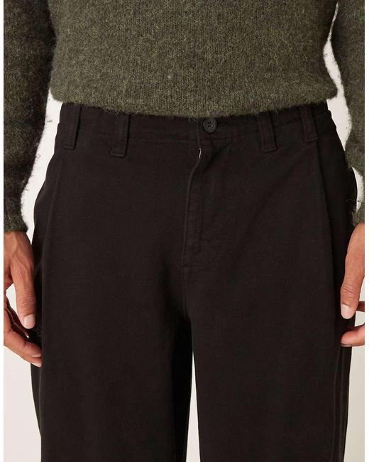 ASOS Black Relaxed Tapered Twill Trouser for men