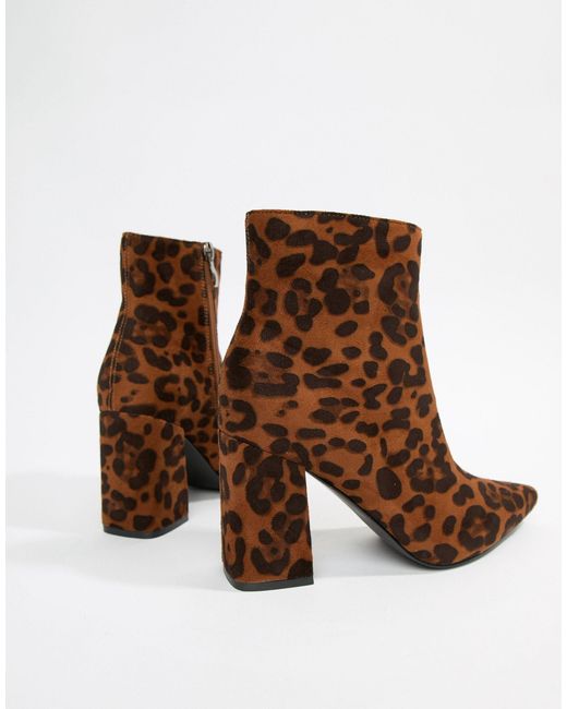 leopard print block heel booties