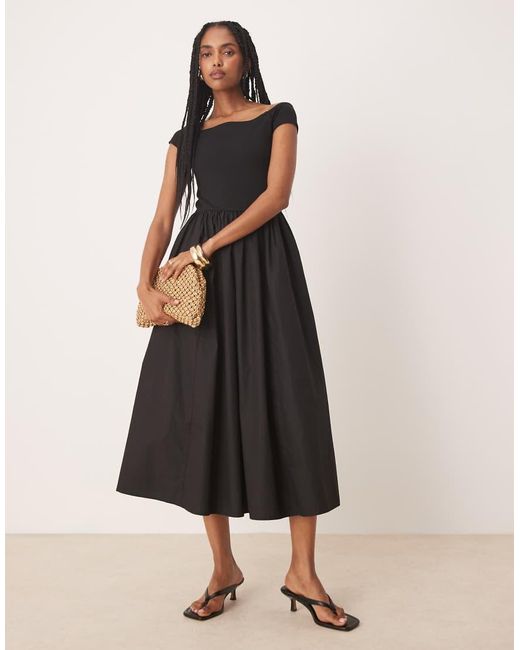 Nobody's Child Black Bardot Midi Dress