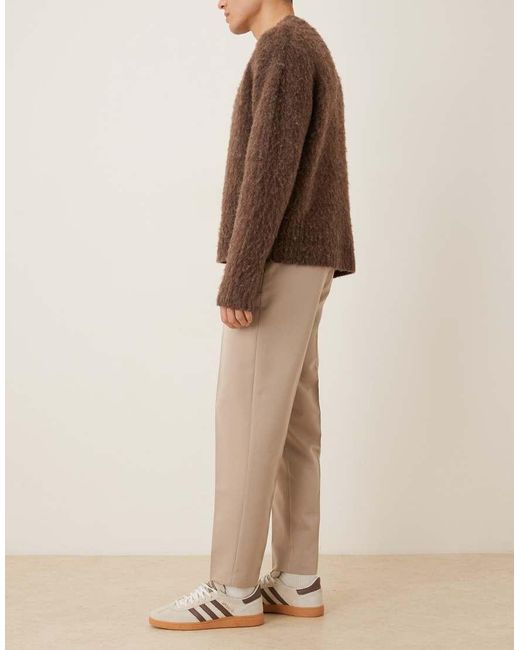 ASOS Natural Smart Tapered Trouser With Side Adjusters for men