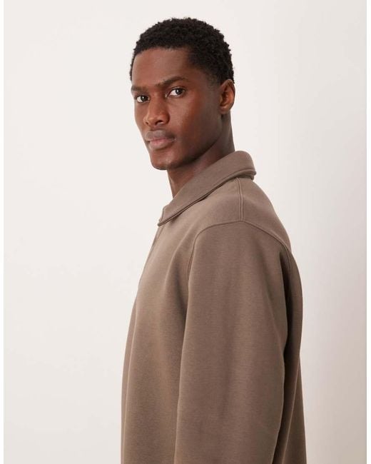 Mango Brown Cotton Mix Polo Sweatshirt for men