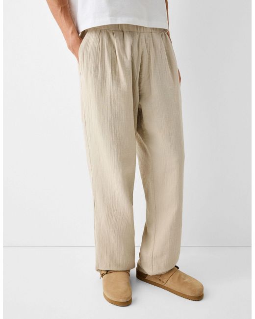 Pantalon d'ensemble texturé - sable Bershka pour homme en coloris Natural