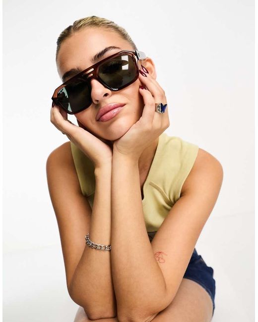 Ray-Ban Brown Corrigan Aviator Sunglasses