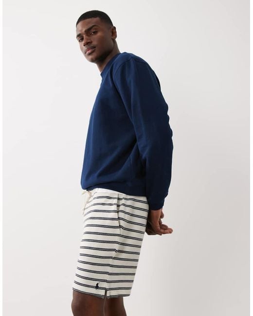 Polo Ralph Lauren Blue Icon Logo Co-ord Knitted Striped Shorts for men