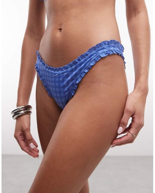 Monki Blue High Leg Bikini Bottom Co-ord