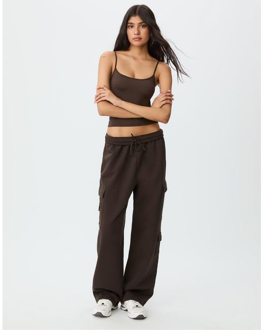 Stradivarius Brown Strappy Polyamide Top