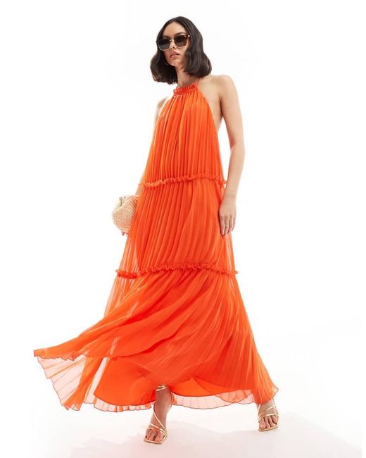 strapless open back dress Amy Lynn Tan Orange Ava Halter Neck Dress main image 1