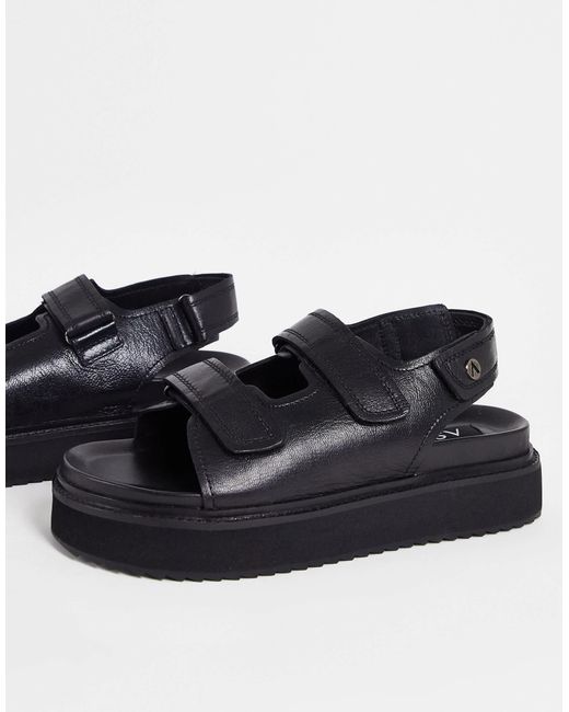 ASRA – soba – sandalen aus em leder mit dicker sohle in Black für Herren