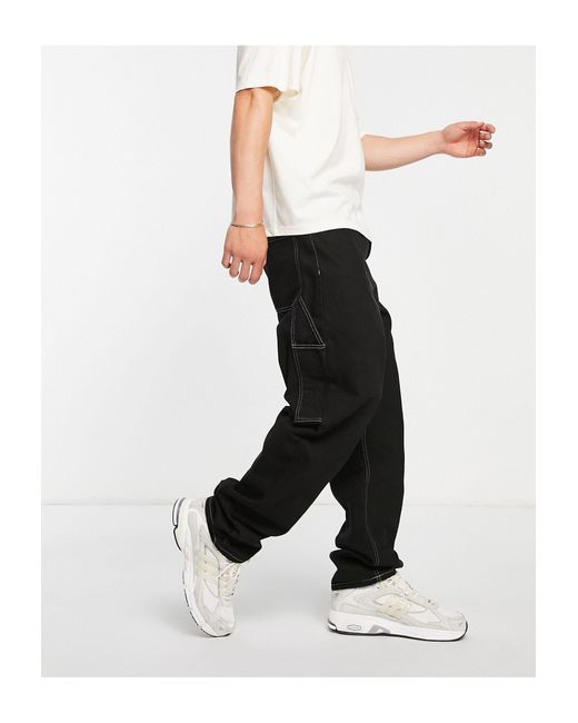 Jean style charpentier à coutures contrastantes Bershka pour homme en  coloris Blanc | Lyst