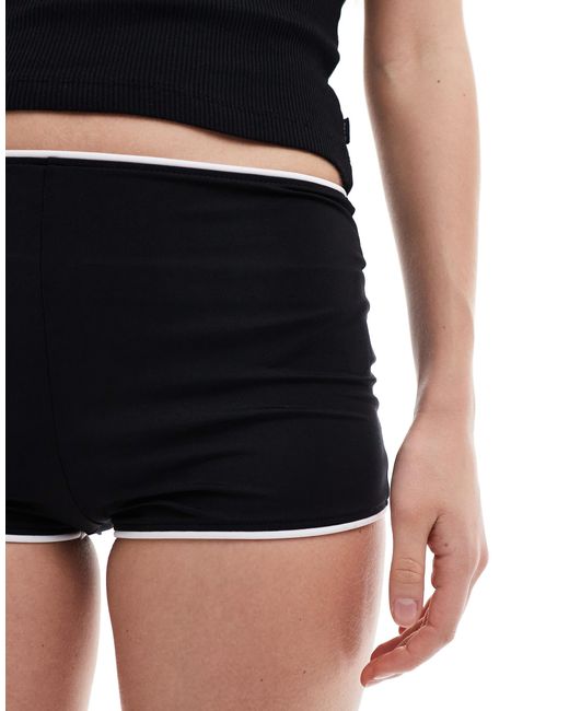 Pull&Bear Black Sculpt Polyamide Short With Contrast Trim