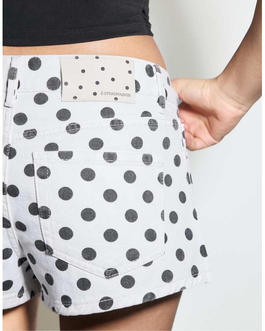 Stradivarius White Printed Polka Dot Shorts