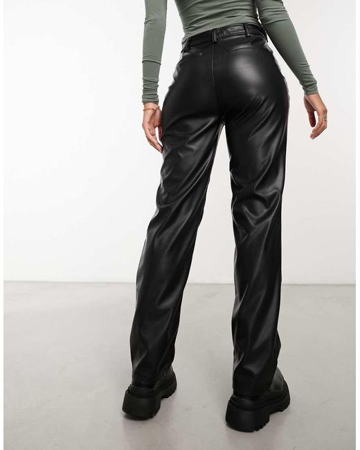 ASOS Black Faux Leather Straight Leg Trouser