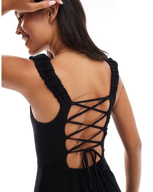 Stradivarius Blue – midi-milchmädchenkleid
