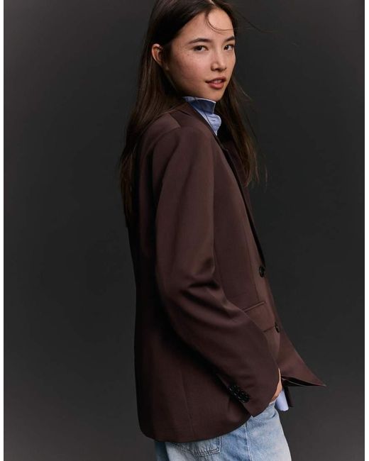 Blazer Basic di Bershka in Black