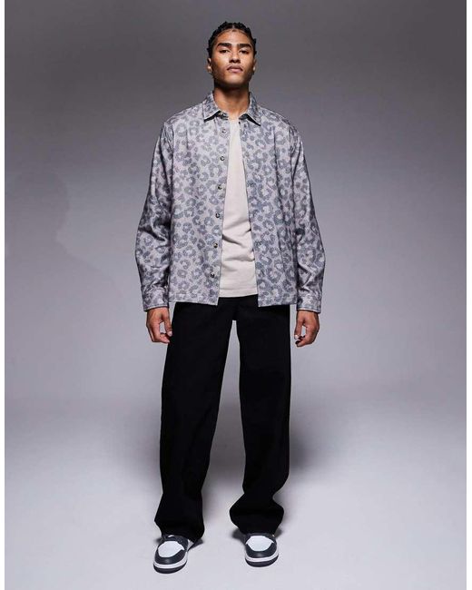 ASOS Overshirt Van Flanel in het Gray voor heren