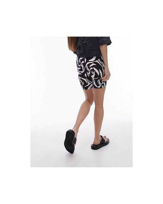 TOPSHOP Black Abstract Swirl Printed legging Shorts
