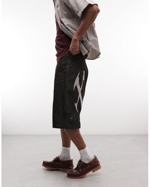 Xlarge Black Cut Out Xl baggy Denim Jorts for men