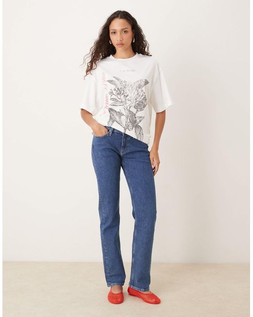 ASOS White Oversized T-shirt With Mono Rose Graphic