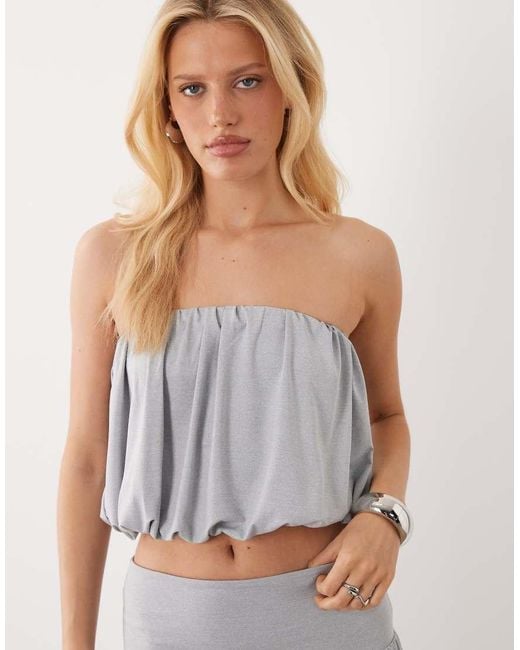ASOS Gray Co-ord Bubble Hem Drape Bandeau Top