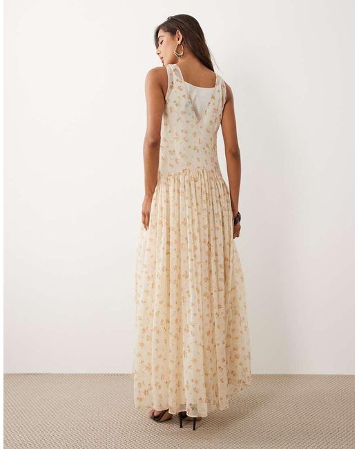 ASOS Natural Racer Neck Smock Maxi Dress