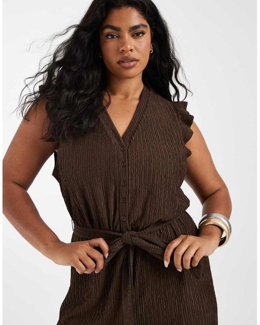 ONLY Brown Frill Details Jumpsuit