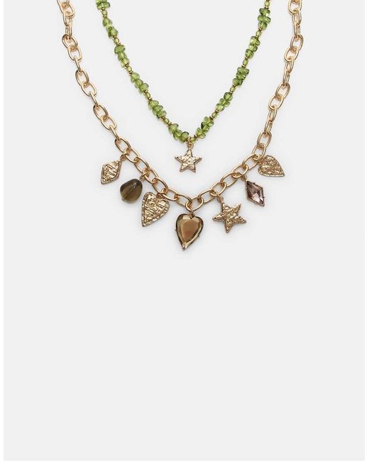 Set Con 2 Collane Color Oro Con Charm Multipli di Stradivarius in Yellow