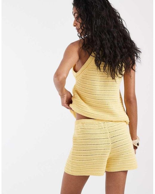 ASOS Natural Crochet Knit Micro Short Co-ord