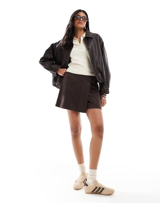 ONLY Black Faux Suede Mini Skort