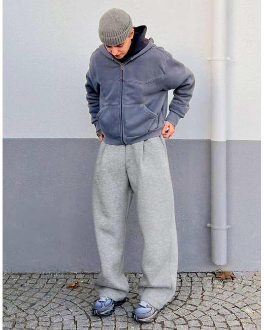 Bershka Blue Relax Fit joggers With Darts for men