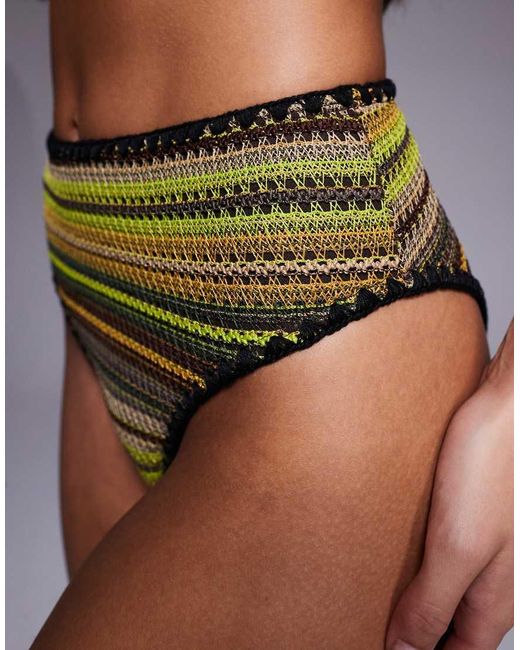 ASOS Black Kenny Crochet Azores High Leg High Waist Bikini Bottoms