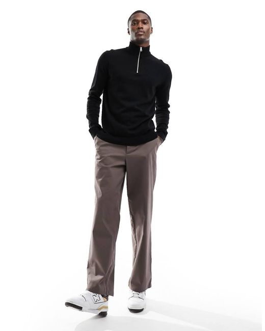 Only & Sons Black Knitted Half Zip Jumper for men