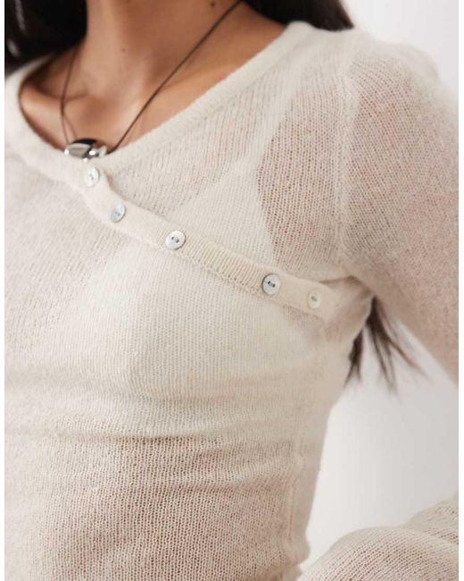 Motel White Elanur Sheer Knit Top