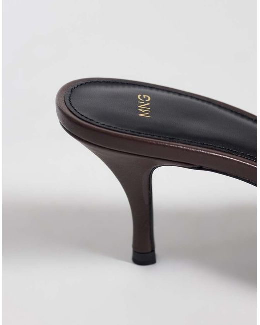 Mango Natural Heeled Mule With Gold Trim