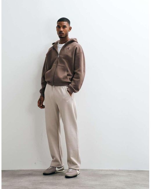 Nike Brown Chest Logo Oversized Heavyweight Full Zip Hoodie for men