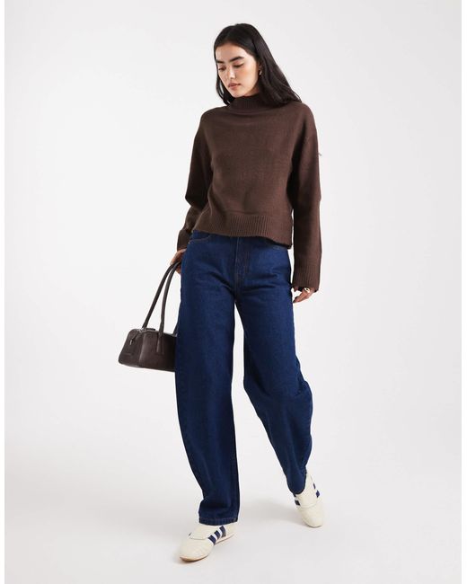 Brave Soul Brown High Neck Knitted Jumper