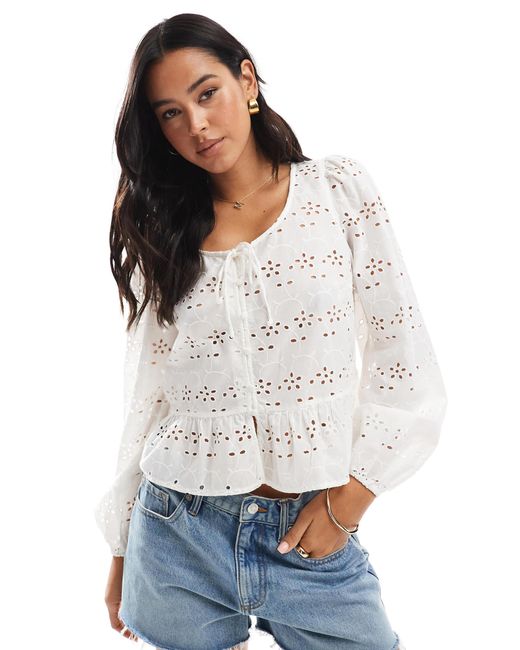 Pieces White – langärmlige bluse