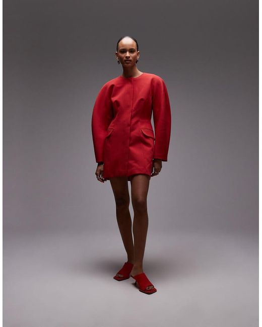 ASOS Blazerjurk Met Statement Cocoonmouwen in het Red
