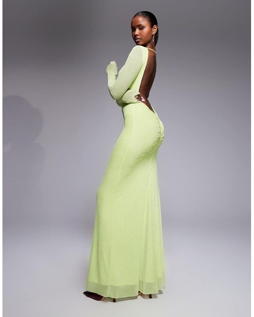 AFRM Multicolor Talmo Long Sleeve Boatneck Maxi Dress With Open Back Detail